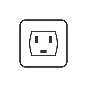 Power electrical socket icon. Vector illustration, flat design.