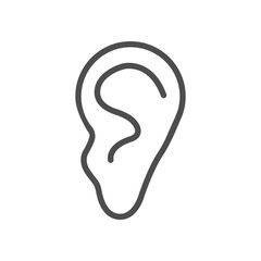 Human ear icon. Vector illustration, flat design.