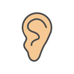 Human ear icon. Vector illustration, flat design.