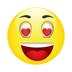 In love emoticon. Isolated vector illustration on white background