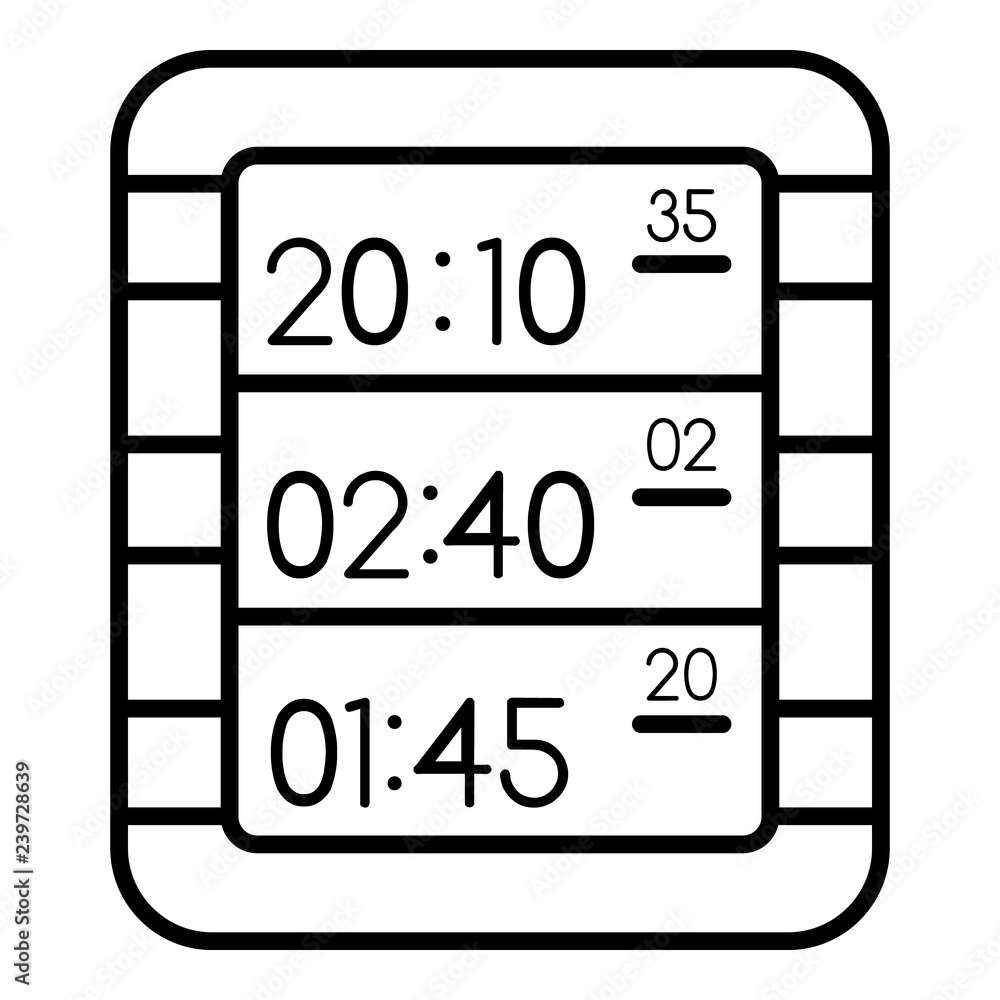 Poster multi display digital clock icon. outline multi display digital clock vector icon for web design iso