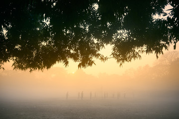 Sunrise at Kolkata maidan.