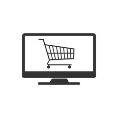 Online shopping icon. Vector illustration, flat design.