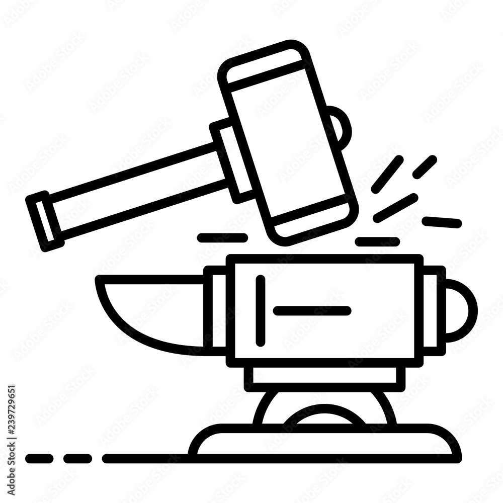 Poster hammer anvil icon. outline hammer anvil vector icon for web design isolated on white background