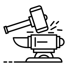 Hammer anvil icon. Outline hammer anvil vector icon for web design isolated on white background
