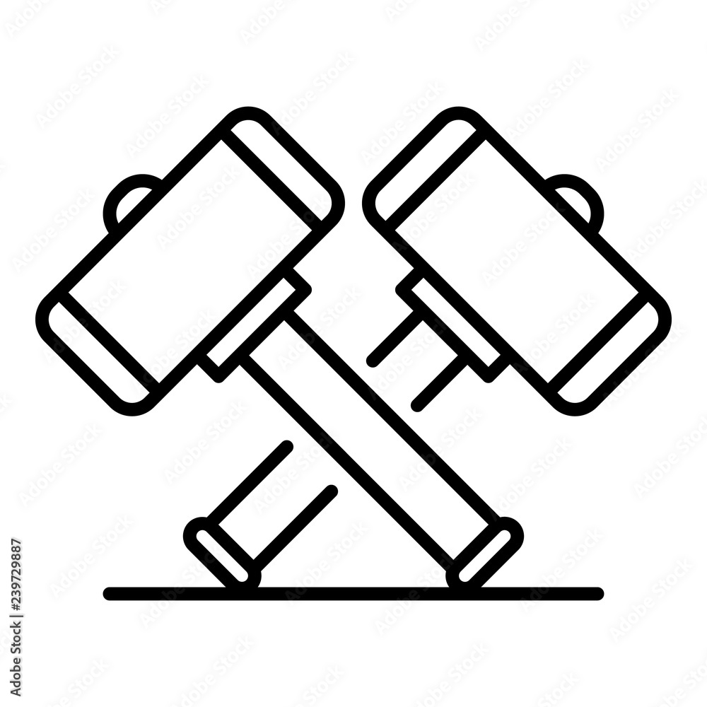 Poster crossed sledge hammer icon. outline crossed sledge hammer vector icon for web design isolated on whi