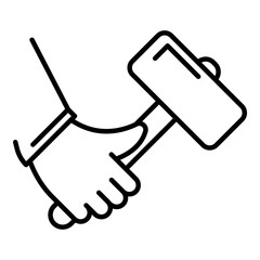 Blacksmith hammer icon. Outline blacksmith hammer vector icon for web design isolated on white background