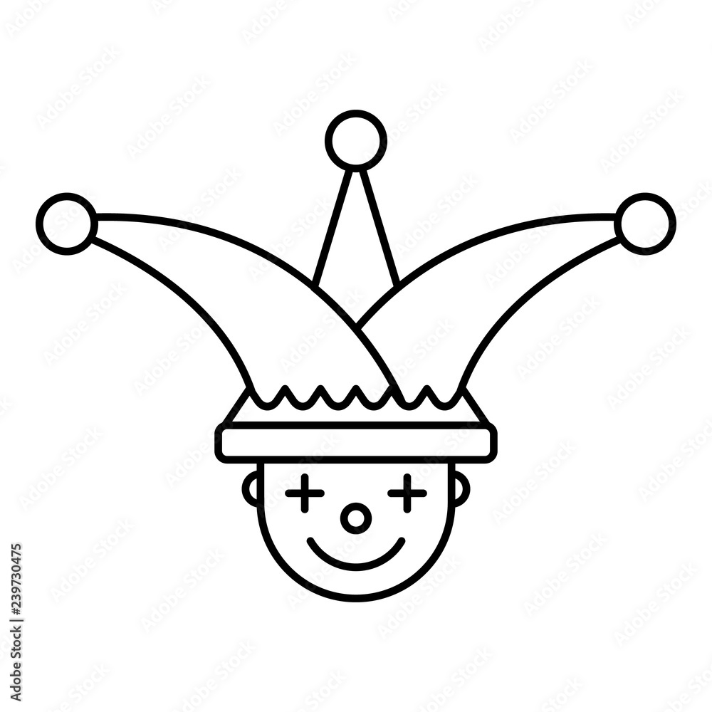 Sticker jester face hat icon. outline jester face hat vector icon for web design isolated on white backgroun - Stickers