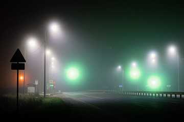 street light in the fog