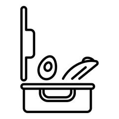 Open lunchbox icon. Outline open lunchbox vector icon for web design isolated on white background