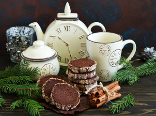 Christmas sugar chocolate biscuits.