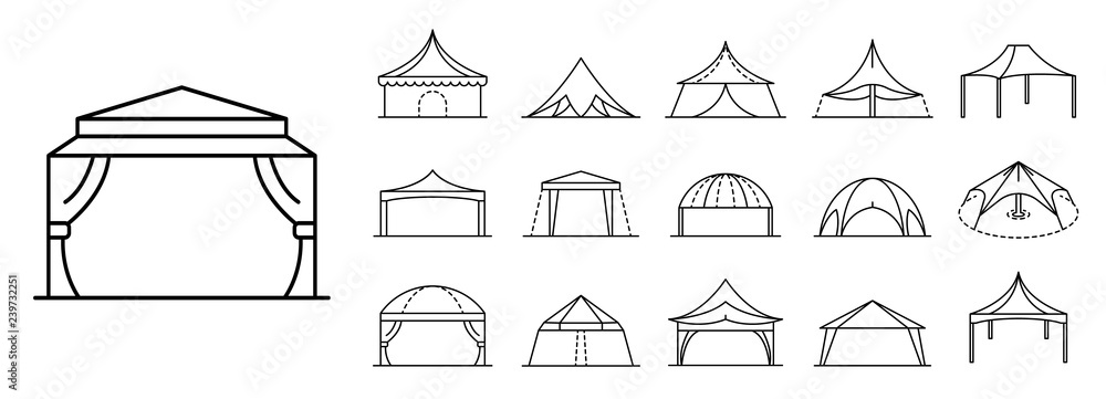 Poster canopy icon set. outline set of canopy vector icons for web design isolated on white background