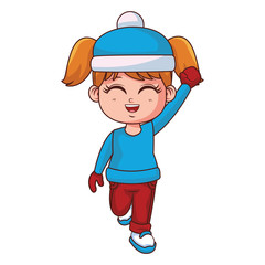 Girl with winter clothes cartoon