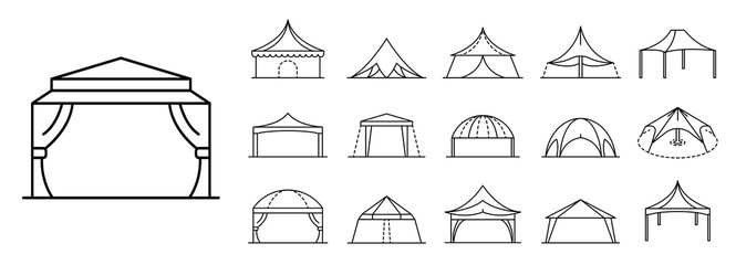 Canopy icon set. Outline set of canopy vector icons for web design isolated on white background © ylivdesign