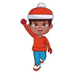 Boy with winter clothes cartoon
