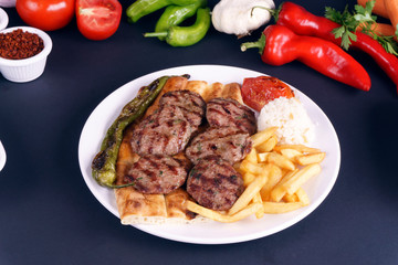 Turkish meatball traditional kofte. Spicy meatballs Kebab or Kebap.