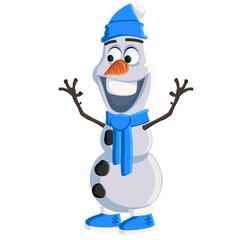 Christmas Snowman with a Blue Hat
