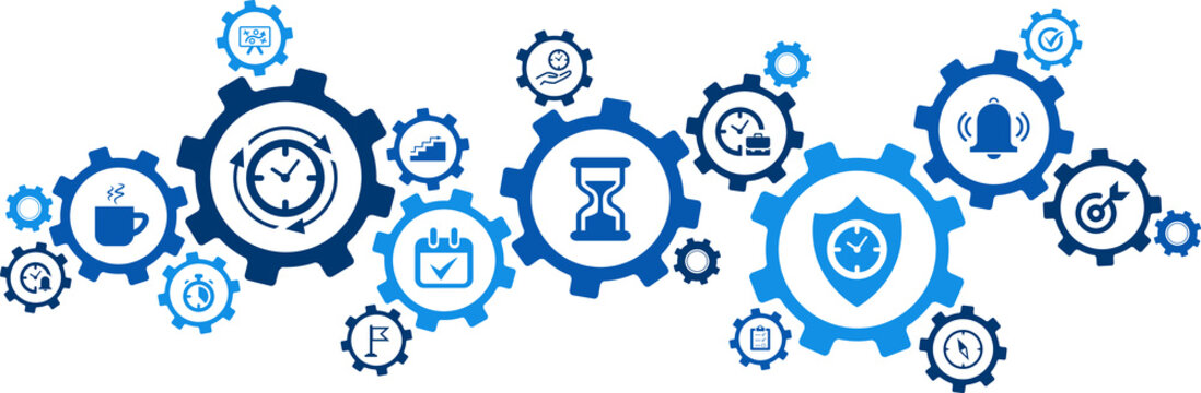 time management concept: efficiency, punctuality, project management &ndash; vector illustration