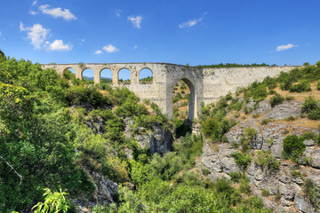 Fototapeta na wymiar Incekaya Aqueduct (Tokatli Canyon) in Safranbolu, Karabuk, Turkey