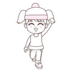 Girl with winter clothes cartoon