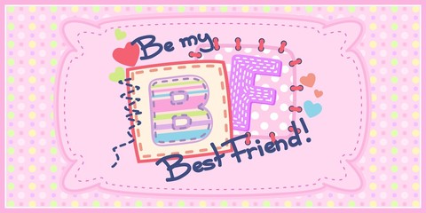 Card for girl with seamless texture with dots in the background. Can be used as print for clothes, cover design and others.