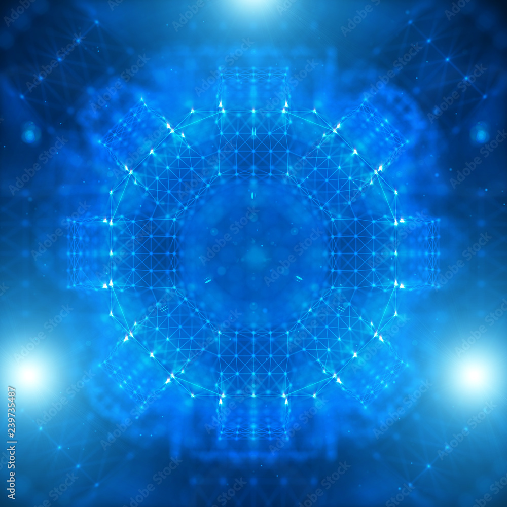 Poster abstract geometric figure with multiple connections.