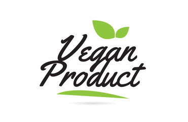 green leaf Vegan Product hand written word text for typography logo design