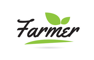 green leaf Farmer hand written word text for typography logo design