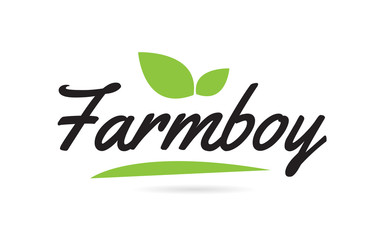 green leaf Farmboy hand written word text for typography logo design
