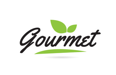 green leaf Gourmet hand written word text for typography logo design