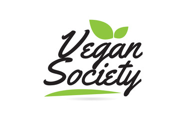 green leaf Vegan Society hand written word text for typography logo design