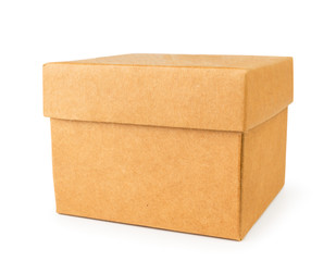 Cardboard box close-up on a white. Isolated.
