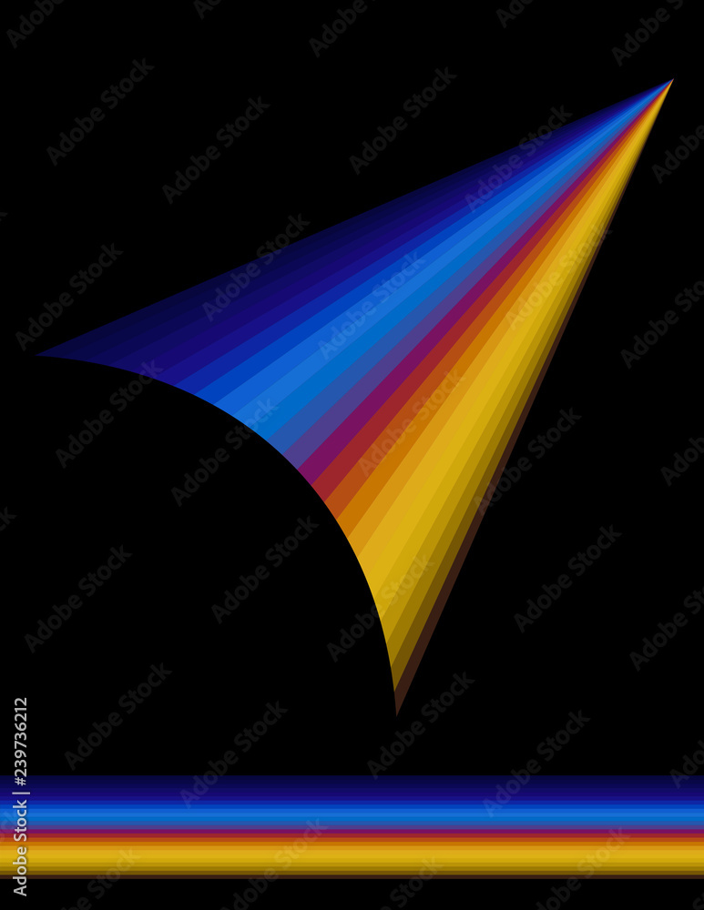 Poster Abstract template of poster with multicolored arrow pointer on a black background. Futuristic vector graphic design