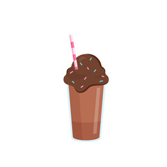 Beautiful milkshake in transparent glasses made from different ingredients.