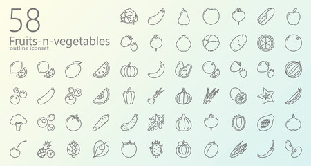 Fruits-n-vegetables outline-cut iconset