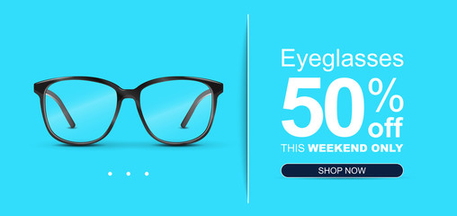 Eyeglasses Sale Banner Concept. - obrazy, fototapety, plakaty