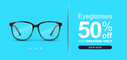 Eyeglasses Sale Banner Concept.