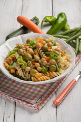 cold pasta salad with mixed vegetables