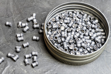 Bullets for air guns. Photo bullets close-up.