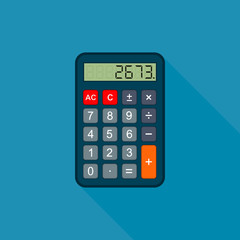 Calculator in flat design, vector isolated illustration