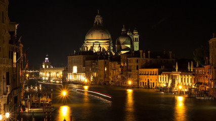 Basilica Santa Maria in Venice, night view.