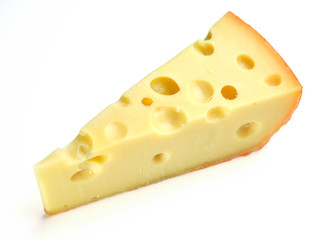 cheese Maasdam on a pure white background