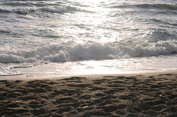 Beautiful waves. Beach shore. Summer. The sun