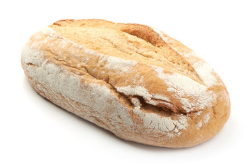 Freshly Baked Bread, close-up, isolated on white background