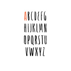 Hand drawn decorative font. Modern letters, display font. Alphabet letters, abc poster