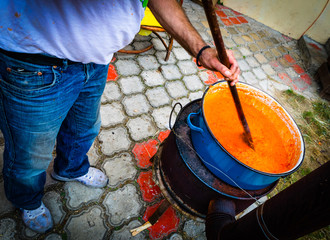 Man is making homemade ivars