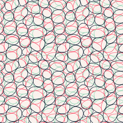Seamless vector pattern with ellipses. Abstract background in retro colors.