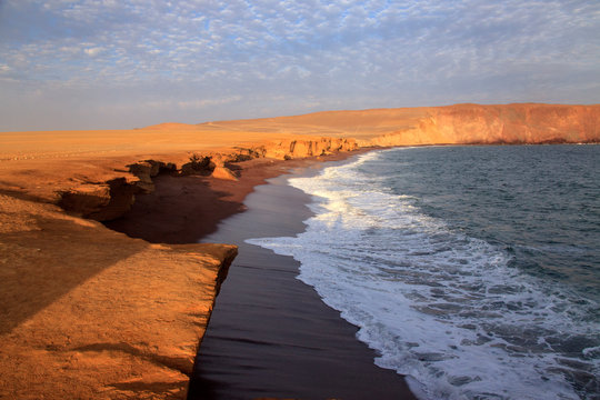 The desert in Paracas in Peru. Sun sea and sand