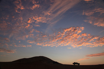 The desert in Paracas in Peru. Sun sea and sand