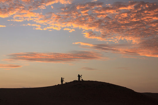 The desert in Paracas in Peru. Sun sea and sand